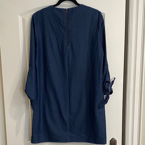 Tibi Chambray Tie Sleeves Dress Tunic - Picture 2 of 5